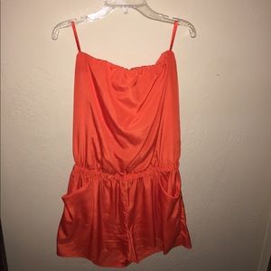 Orange strapless romper size medium